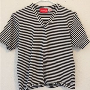 striped v-neck